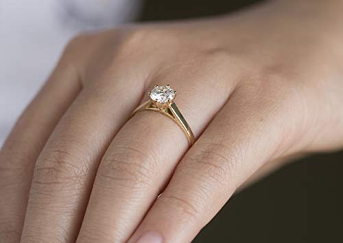 Buy Jewels 10K Solid Gold 6 Prong Round Moissanite Solitaire Engagement Ring For Women 1Ct Dew G-H Color Vvs1 Quality (Yellow Gold, 5.5) #TOP3
