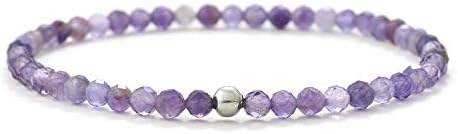 BERGERLIN Genuine amethyst bracelet with 925 Sterling silver - real amethyst bracelet with 4mm pearls, faceted - Size XS