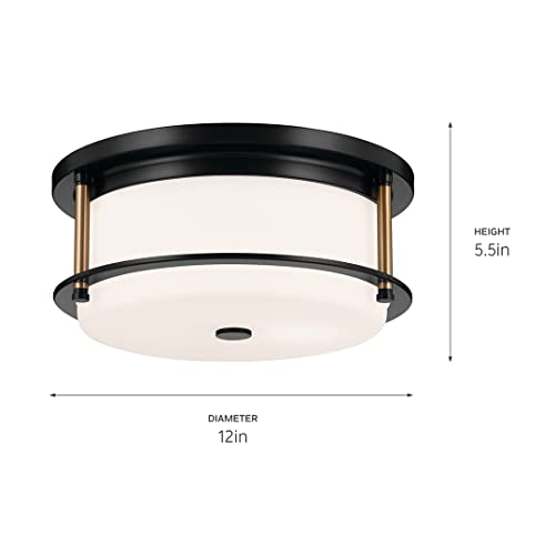 Kichler Brit 52595BKCPZ Flush Mount 2-Light 12˝ with Satin Etched Cased Opal Glass in Black and Champagne Bronze by Kichler - Image 3