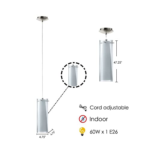 Eglo Pratella 1-Light Pendant Dimmable Led Hanging Lighting Fixture For Kitchen Island, Hallway, And Dining Room, Matte Nickel #TOP4