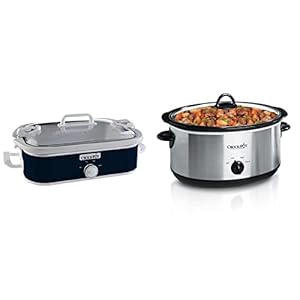Crock-Pot 3.5 Quart Manual Casserole Slow Cooker (SCCPCCM350-BL) and 7 Quart Oval Manual Slow Cooker (SCV700-S-BR)