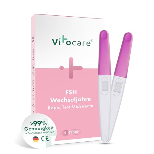 Hormontest Frauen Wechseljahre 2x Menopause Test Zuhause FSH Selbsttest Urin Perimenopause Test in 3 Minuten Klarheit vitocare