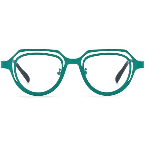 Image of FONEX Colorful Pure Titanium Glasses Frame Women Retro Round Eyeglasses