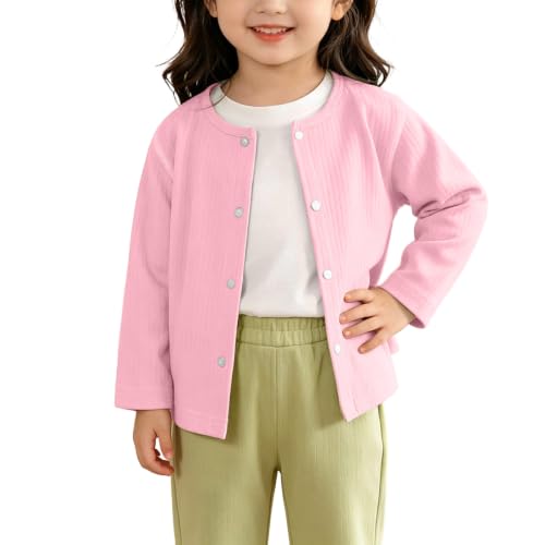 Xiaojmake Girls Cotton Ribbed Cardigan Snap Button Long Sleeve Light Jacket