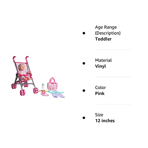 Dream Collection 12' Baby Doll Care Gift Set With Stroller,Pink #TOP6