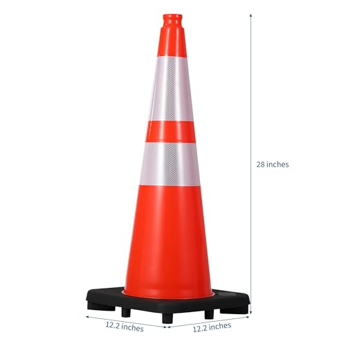 8 Pack 28 Inch Traffic Cones with Weighted Base - PVC Orange Safety Cones for Construction, Parking Lot, Driveway & Event Traffic Control by EliteEdge - Image 2