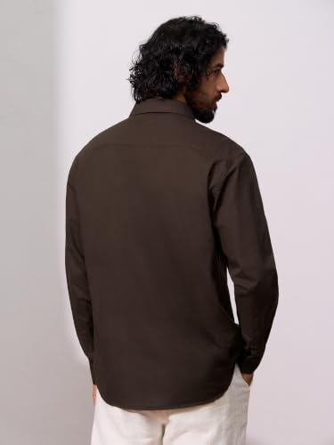 Image of The Souled Store Cotton Linen: Men and Boys Long Sleeve Spread Collar Solid Cotton Relaxed Fit Easy to Style Everyday Office Wear Cotton Linen Shirts
