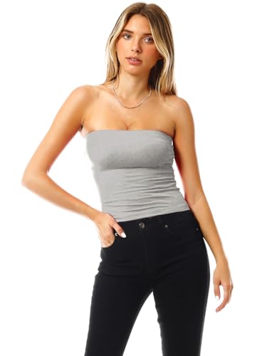 MixMatchy Women's 3 Pack Casual Summer Ruched Side Backless Double Layered Tube Top with Built in Shelf Bra2