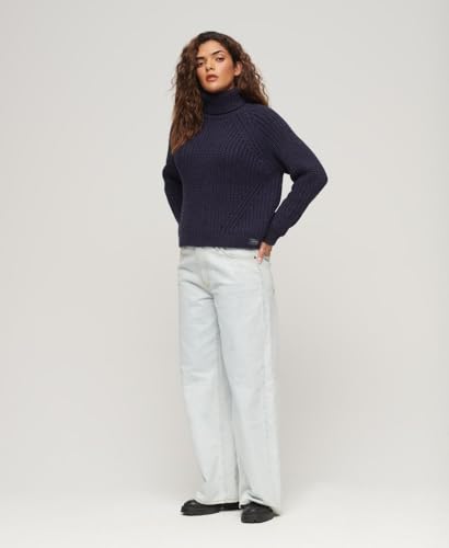 Superdry Pull uni pour Femme, Bleu Marine - Marl, 38