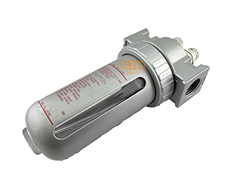 3/8” Npt Mid Flow Lubricator Oiler For Compressed Air Lubricate Pneumatic Air Tools, Poly Bowl With Visible Oil Level, 150 Psi Max #TOP2