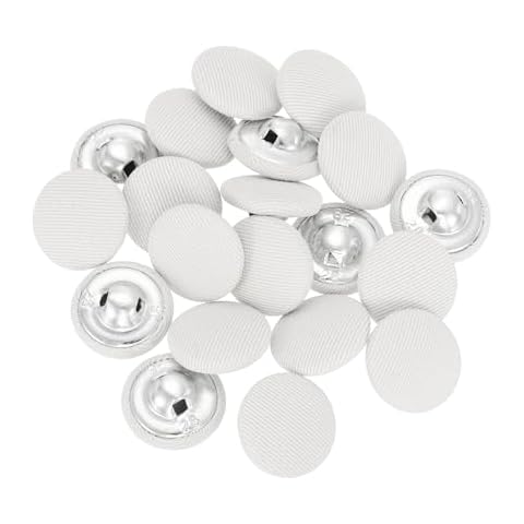 uxcell 20Pcs White Fabric Covered Metal Shank Buttons 18mm Cover