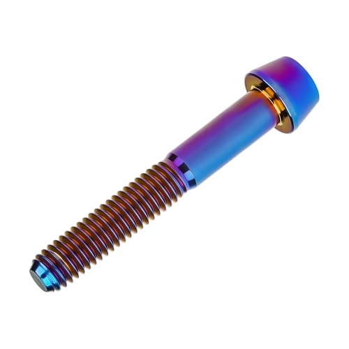 Image of Titanium Ti Bolt M5x9 16 18 20 25 30 35 40 45 50 55 60mm Tapered Head Screws Pack of 4 (M5x40mm, Burnt Blue)