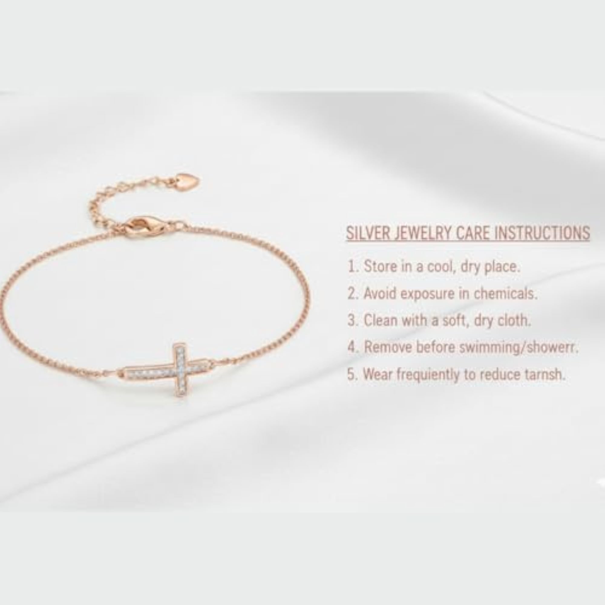 Women's 925 Sterling Silver Cross Bracelet, Adjustable Charm