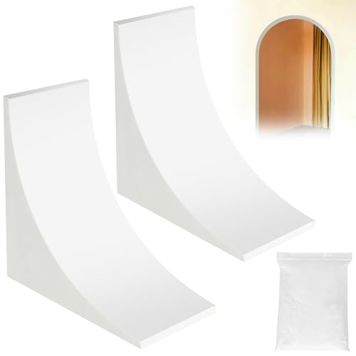 2 Pcs Rounded Doorway Arch Kit with Plaster Powder, 9"x9"x5" Gypsum Round Arch Kit for DIY Interior Doorways, Pre-Curved Drywall Half Circle Arch Molding to Add Rounded Corners for Home Decoration