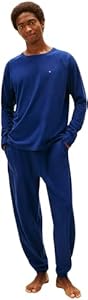Tommy Hilfiger Herren Pyjama-Set Jersey Pj Set Cuffed Lang, Blau (Preppy Navy), XL