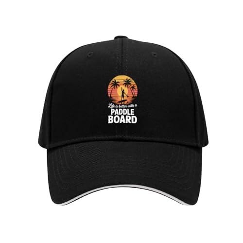 Paddle Board Life is Better Paddle Boarding SUP Baseball Cap for Men Women Hats Adjustable Classic Hat Black