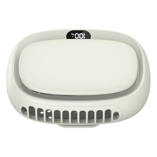 Ventilador portátil para colgar el cuello con batería de 1800 mAh, ventilador personal silencioso recargable por USB de 5 velocidades con pantalla digital para escritorio, cintura y uso de viaje
