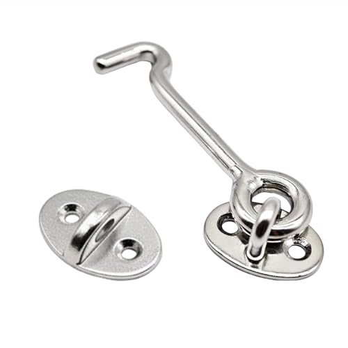 MARINE CITY Buckle Cabin Hook and Eye Latch, 316 Grade Stainless Steel, Wind Proof Shed Safety Stopper, Silent Holders Catch Lock, 2 Inches, Ideal for Marines, Boats, Ships, Yachts (Pack of 1)
