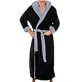 Alueeu Herren Morgenmantel Baumwolle Leicht Elegant Lang 4XL Winter Seide Satin Bademantel Hausmantel Frotteemantel Robe Negligee Saunakilt Morgenrock Kimono Pyjama Lang Nachtwäsche Bathrobe