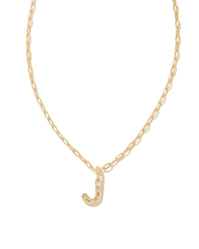 Kendra Scott Crystal Letter J Short Pendant Necklace 14k Gold-Plated Brass Fashion Jewelry for Women