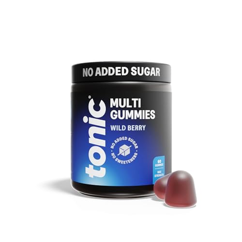 Tonic Health Multivitamin Gummies for Adults - 14 in 1, Vitamins A, C, D, Zinc & Biotin, Wild Berry Flavour, Month Supply (60 Count), No Added Sugar, No Sweeteners, Vegan Vitamin Gummies