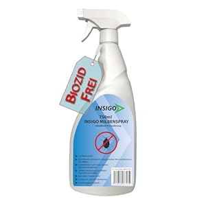 NEU Biozidfreie Milben Abwehr 750ml – Mittel für Hausstaubmilben abwehren – Milbenspray für Matratzen – Fleckenfrei – Milben Spray INSIGO