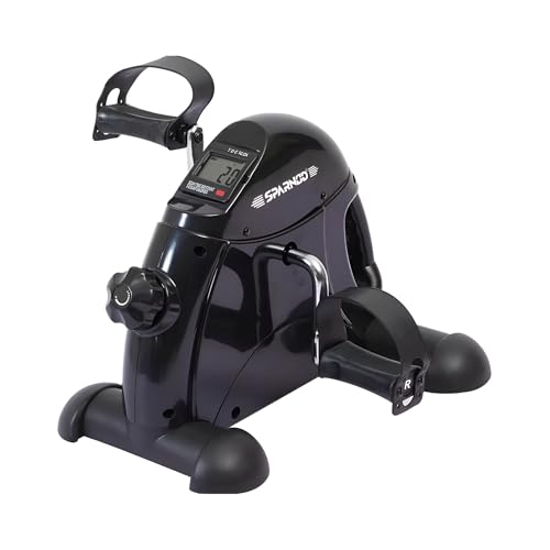 Image of Sparnod Fitness SMB-475 Arm & Leg Mini Exercise Bike with LCD Display, Adjustable Resistance, Portable Under Desk Pedal Exerciser for Home & Office Workout, Compact Steel Frame, 120kg Capacity