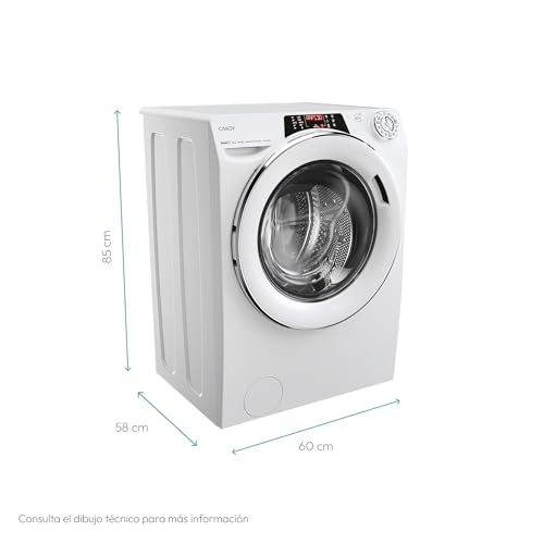Miniatura 3 de Candy Rapido Ro16106dwmct 1-S Lavadora 10 Kg, 1600 Rpm, Pantalla Smart Text, Panel Smart Touch, Wi-Fi, Snap Wash, 16 Ciclos, 9 Rápidos, Motor Inverter Speed Drive, Función Vapor, 78 Db, Blanco