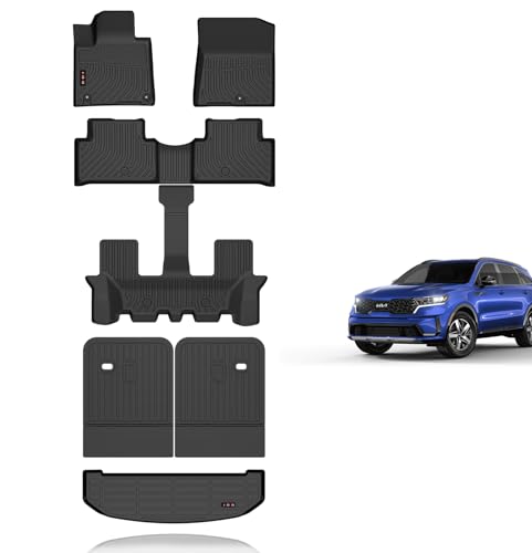 KELCSEECS Floor Mats & Backrest Mats & Cargo Liner for 2021 2022 2023 2024 2025 2026 Kia Sorento(Not for Hybrid) Car Mats Trunk Liner Trunk Mat Kia Sorento Floor Mats Cargo Mat Accessories by KELCSEECS - Used condition - US$121.03