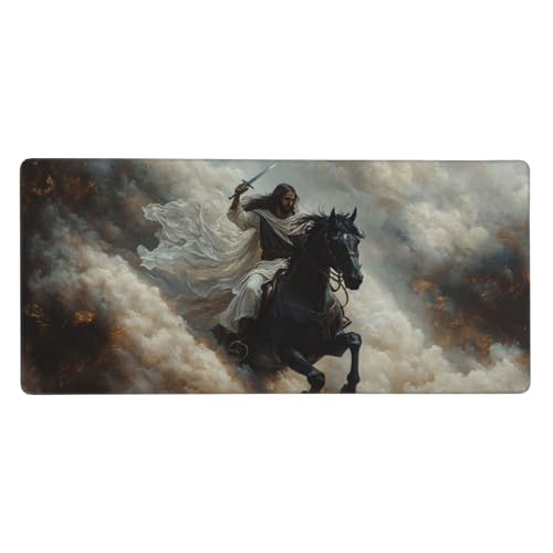 Gaming Mauspad XXL 800 x 300 mm, Tier Mauspad Ritter Schreibtischunterlage mit Rutschfester Gummiboden, Wasserdicht Gaming Mousepad Gaming Zubehör für Verbessert Geschwindigkeit und Präzision -1113