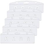 CRASPIRE 5 Pack 3.5 x 1.2 Inch Swipeable Card Holder Half ID Badge Holder Clear Horizontal Swipe Slide Hard Plastic Gripper Protector Cover Sleeves for Badge ID Credit Vertical Card Lanyards Office