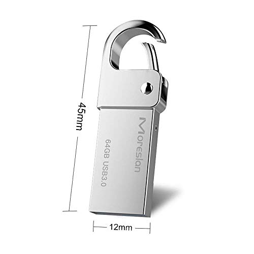 64Gb Usb Flash Drive, Moreslan Usb 3.0 Flash Drive Keychain Usb Stick Waterproof Aluminum Memory Stick Pen Drive High Speed For Computers Tablets And Other Usb Devices - Silver #TOP3