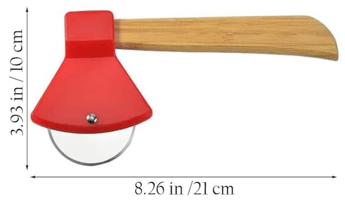 Funny &amp; Cool Axe Pizza Cutter – Unique Men Dad Tool With Steel Сircular Saw, Plastic Cover for Wheel Blade Knife &amp; Bamboo Handle – Cute Kitchen Gadgets Nonstick Stuff Slicer Accessories