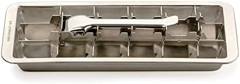 RSVP International Endurance® Vintage Inspired Ice Cube Tray, 11" | Retro Design for Bars & Kitchens | Levers Remove Cubes | Heavy Duty Stainless Steel | Dishwasher Safe