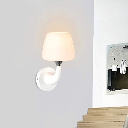 Aplique de pared industrial blanco E14 con pantalla de cristal y soporte de resina 3