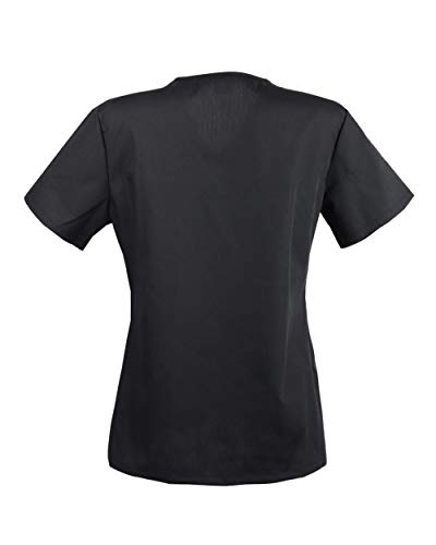 JONATHAN UNIFORM Kasacks Damen Pflege 3 Taschen V-Ausschnitt, Medizinische Berufsbekleidung Kurzarm für Arzt Krankenschwester Zahnarzt OP Altenpfleger (Schwarz, XL)