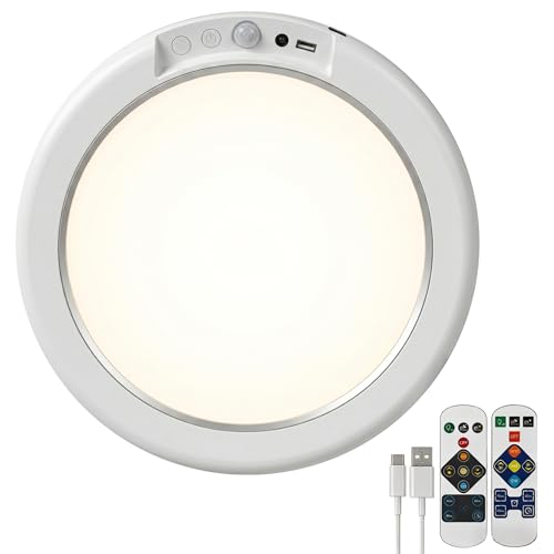 Plafonnier rechargeable avec détecteur de mouvement et télécommande sans fil blanc LED