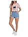 SweatyRocks Women's Short Sleeve T Shirt Graphic Print Distressed Crop Top Gesture Light Pink Small