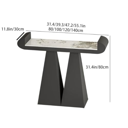 Modern Console Table Sintered Stone Entryway Table Metal Frame