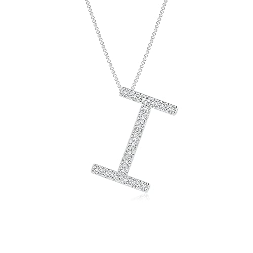 PURE IGNIS Lab Grown Diamond Capital I Initial Pendant in Platinum (Weight- 0.16 Ct., Color-H, SI2) | April Birthstone | Wedding, Anniversary, Engagement, Birthday Jewelry Gift For Women