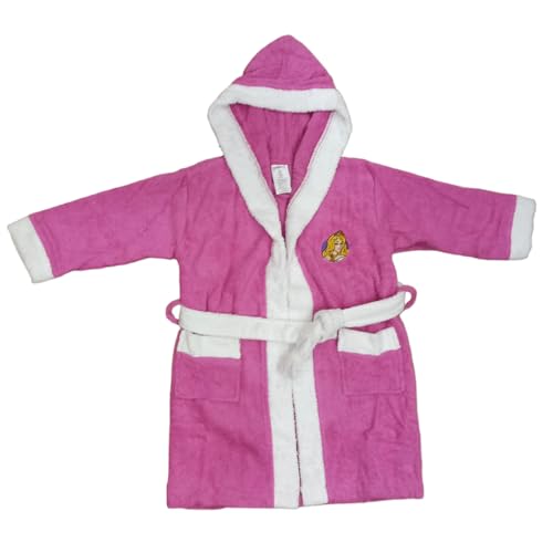 peignoir éponge 100% coton princesses peignoir avec capuche et ceinture pour enfants, fuchsia, 3-4 ans
