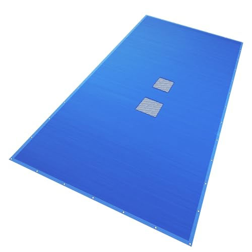 VOUNOT® Lona para Piscina Rectangular 12 x 6 m, Cubierta Protectora PE de 160 g/m² con Red Central de Drenaje, Funda de Piscinas Anti UV con Ojales Cada 100 cm, Azul Gris