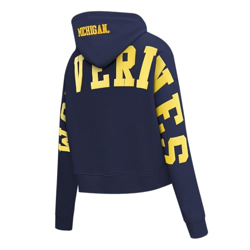 Pro Standard Womens College University Of Michigan Wingspan Cropped Pullover Hoodie Midnight Navy S - Image 4