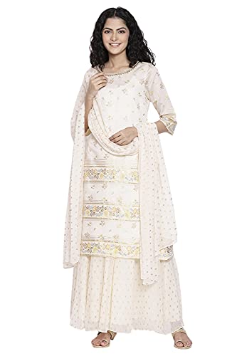 Image of Aurelia Women's Polyester Kurta, Palazzo & Duppata