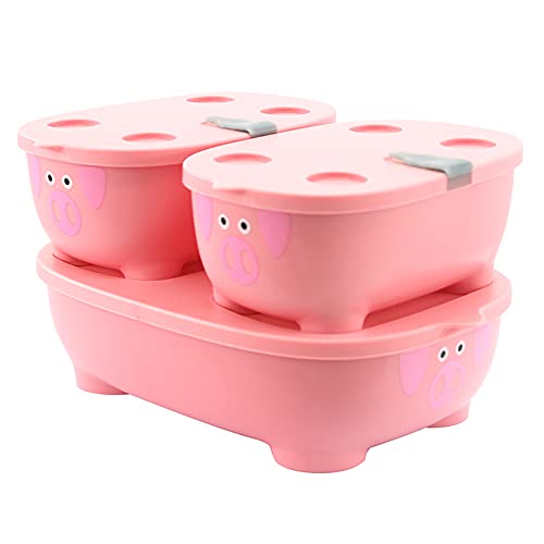 Prince Lionheart 9896 Bentomal Boxes Pig - zestaw 3 pudełek z mikrofazy, różowy, 280 g