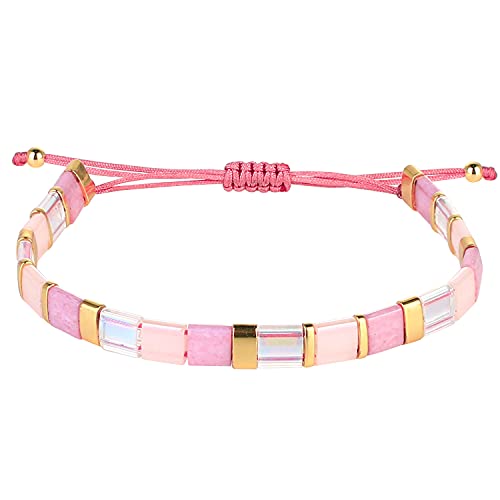 Image of KELITCH Colorful Tila Beaded Bracelets Women Strand Friendship Bracelet Handmade New Link Cuff Bracelets