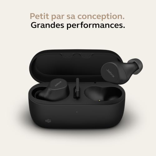 Jabra Evolve2 Buds - Écouteurs Bluetooth intra-auriculaires sans fil True Wireless, réduction de bruit active et MultiSensor Voice 4 micros - Certifiés MS Teams, compatible avec d'autres applis - Noir