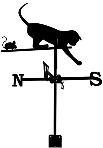 Wzglod Cat Weathervane Metal Stainless Steel Wind Vane Retro Weathercock Wind Direction Indicator Garden Patio Yard Ornament Decoration Weathervane #TOP27
