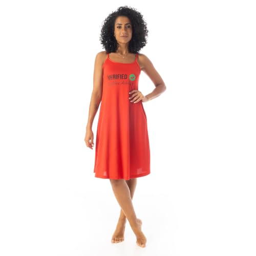 Andora Scoop Neck Sleeveless Printed Night Dress - Red-3XL