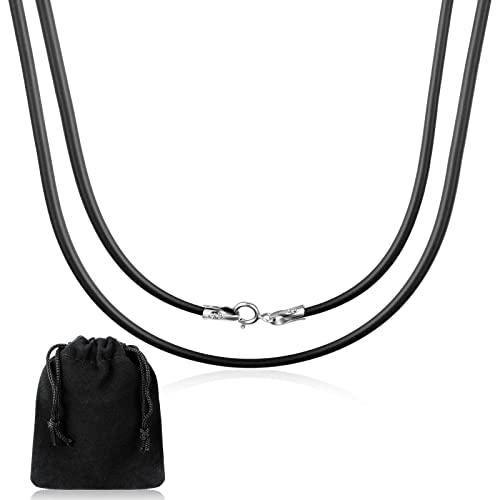 Patelai Collier de Chaîne de Cordon Noir Doux avec Fermoir en Argent Collier à Cordon Long Cadeau de Pendentif de Bijoux pour Hommes Femmes(Classique,50 cm 2 mm)